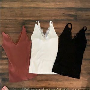3 knit tank tops with lace detail